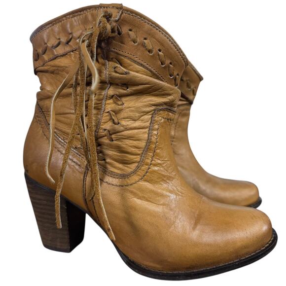 Naughty Monkey Western Chunky High Heel Leather Ankle Boots Booties Shoes sz 7.5 - Picture 1 of 16